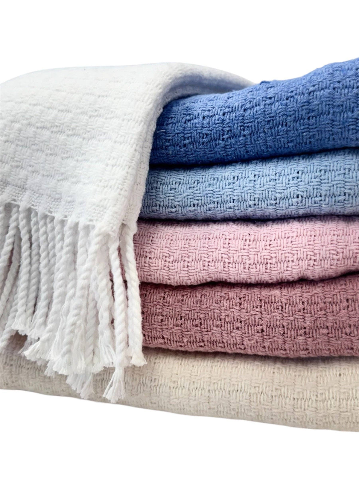 1414 - Basket Weave Textured Baby Blanket with Fringes