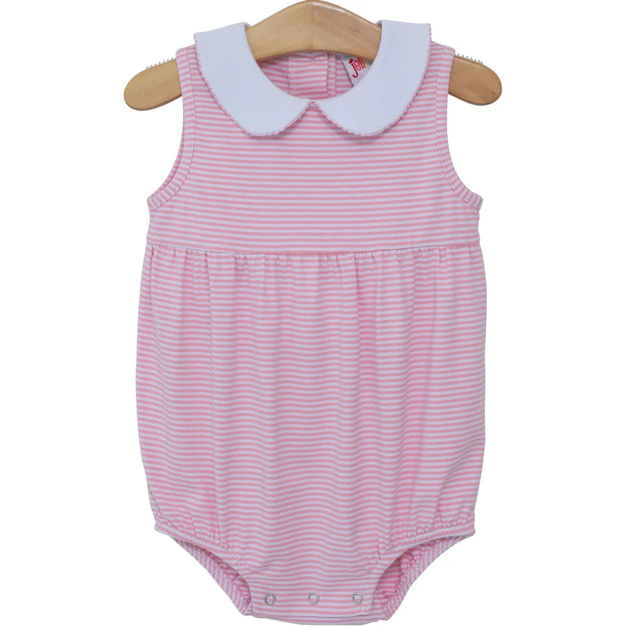Charlotte Sleeveless Bubble - Light Pink Stripe
