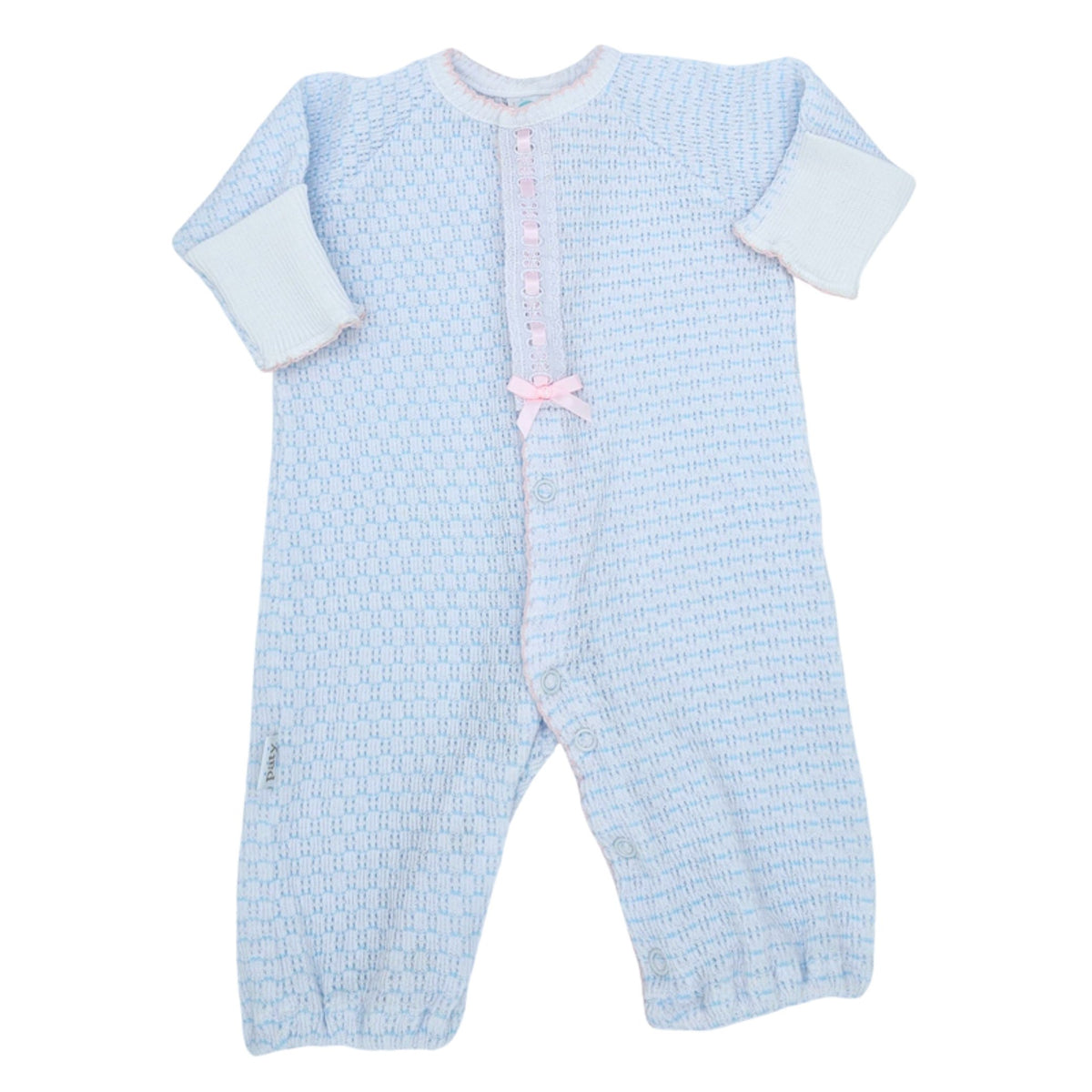 Paty Knit Blue Converter with Pink Eyelet Trim