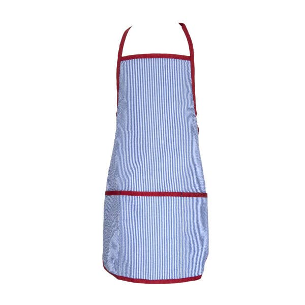 Navy/Red Seersucker Art Smock For Kids