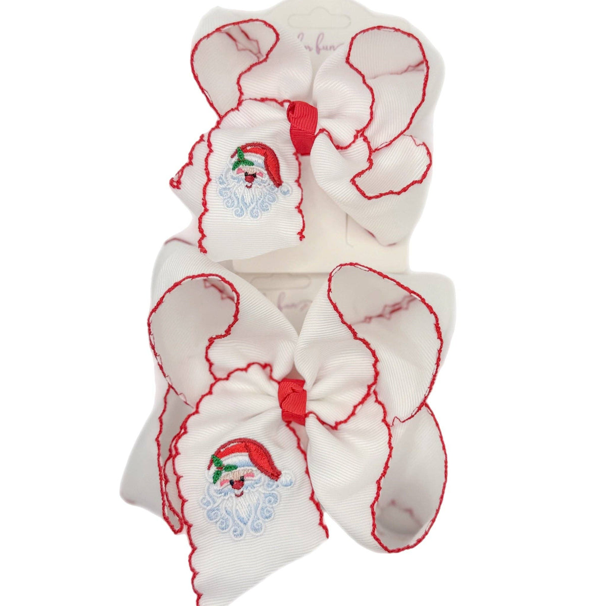 Santa Embroidered Moonstitch Hair Bow