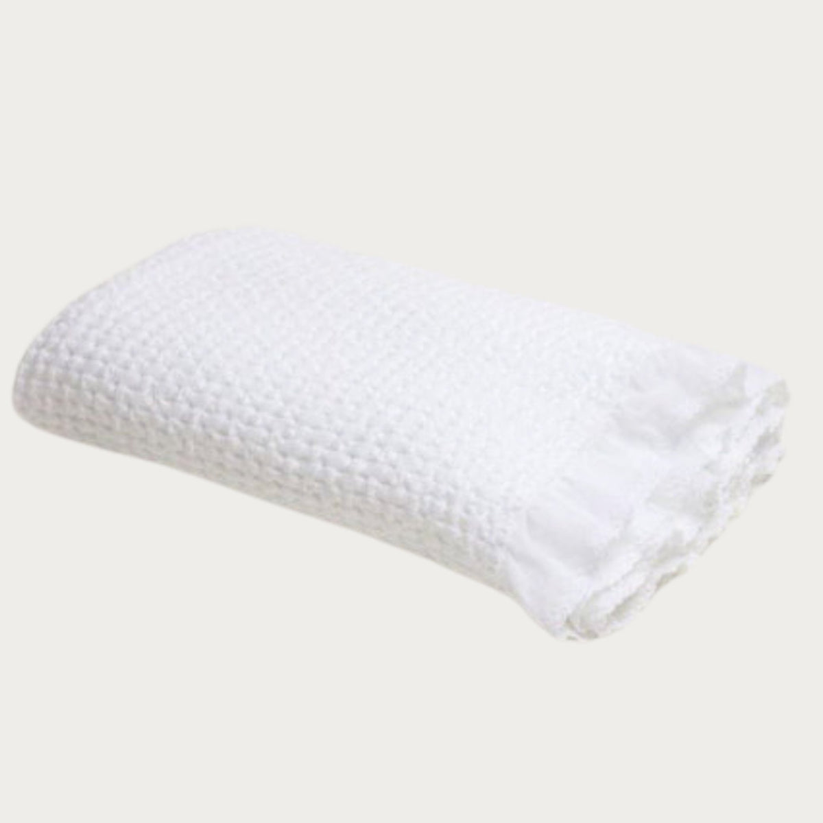 Stonewashed Puckered Blanket with Dotted Swiss Ruffle