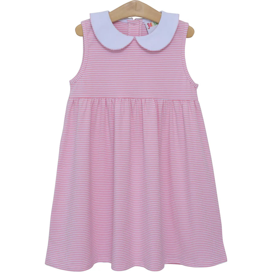 Charlotte Sleeveless Dress - Light Pink Stripe