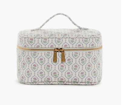 TRVL LUXE Vanity Train2 Cosmetic Case - Antibes with Navy Pinstripe Liner