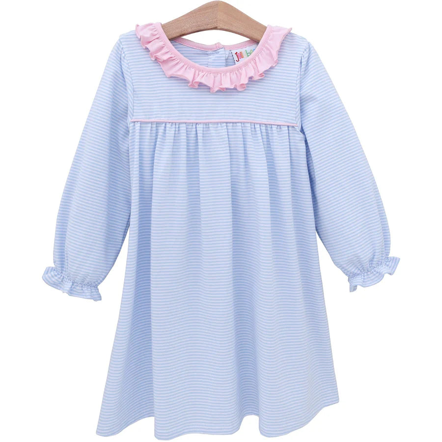 Audrey Dress - Light Blue Stripe/Pink