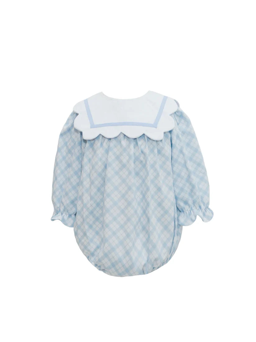 Krewe Kids Blue Plaid Scallop Collar Girl Bubble