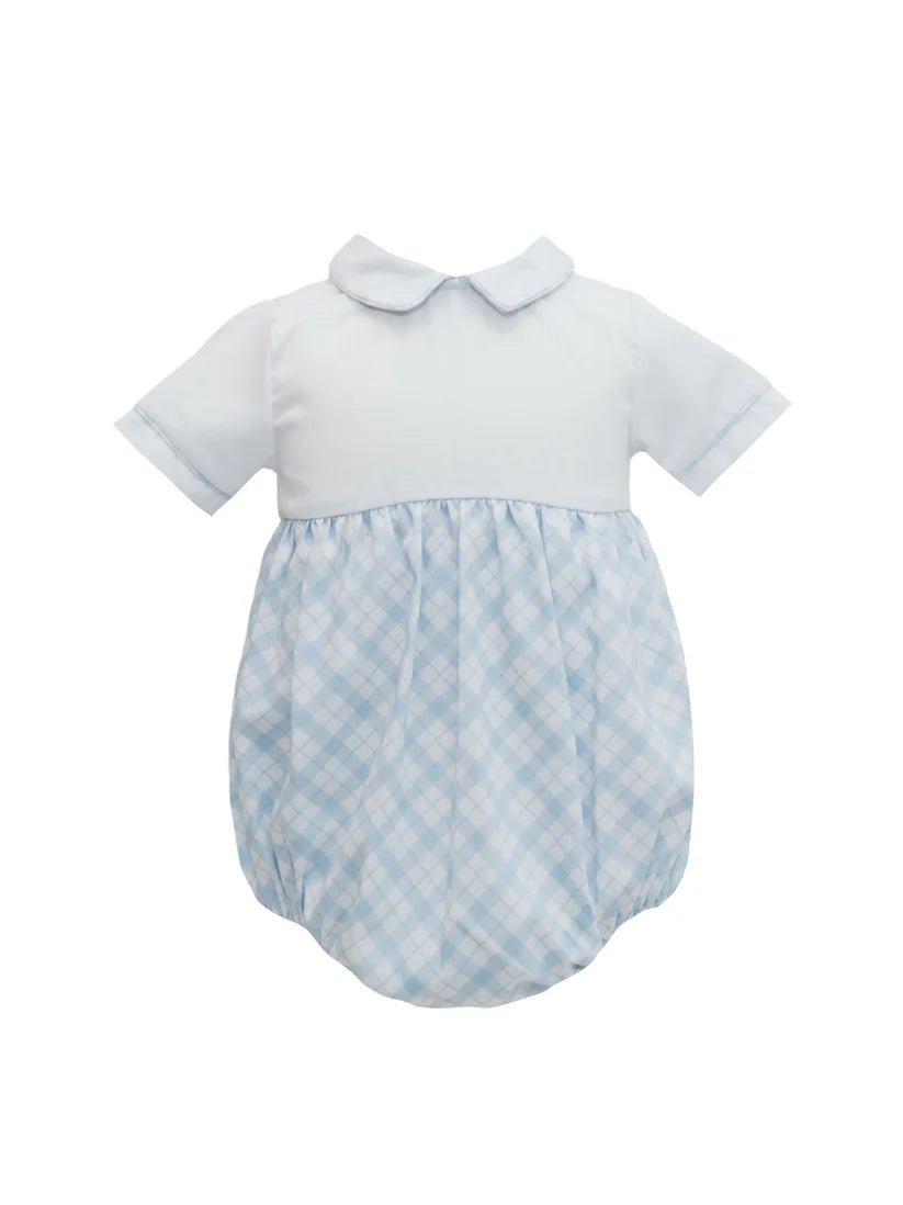 Krewe Kids Blue Plaid Boys Collared Bubble