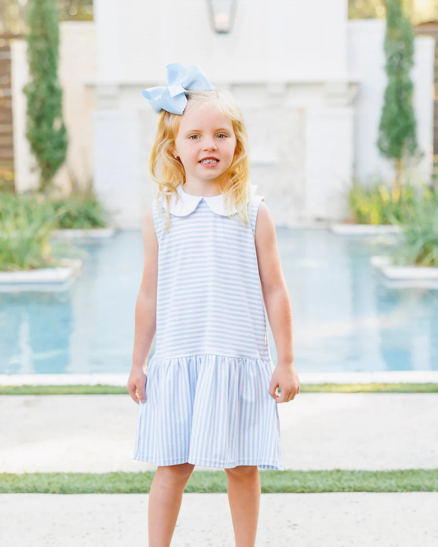 Georgia Dress - Light Blue Medium Stripes