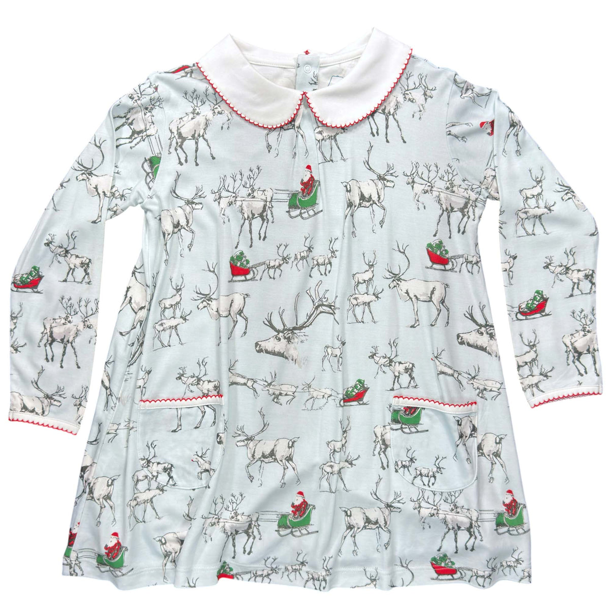 Twirling Pocket Long Sleeve Dress - Reindeer in Training