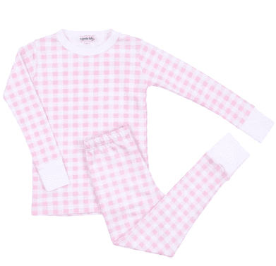 Magnolia Baby - Pink Baby Checks Long Pajamas