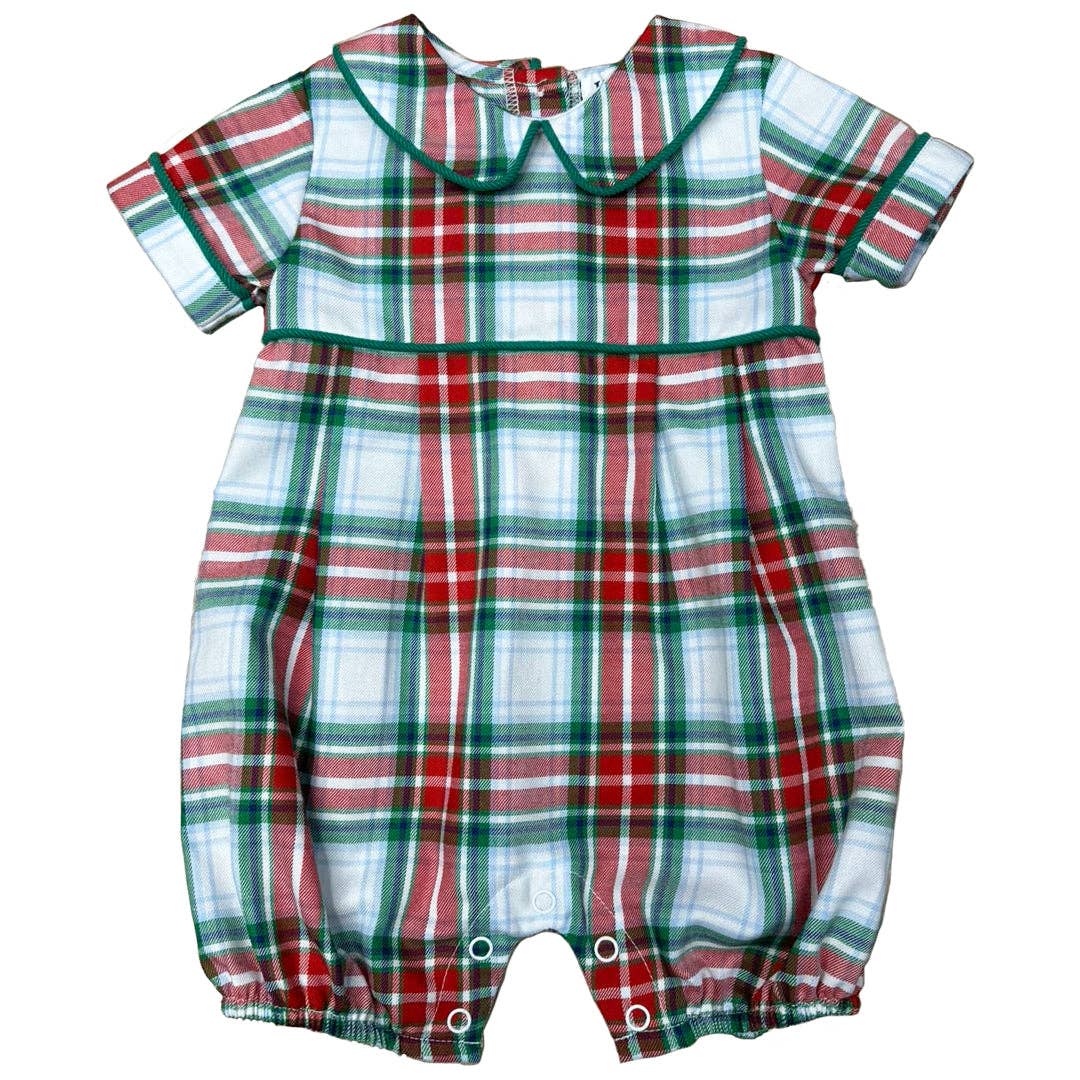 Red/Green Plaid Boy's Romper