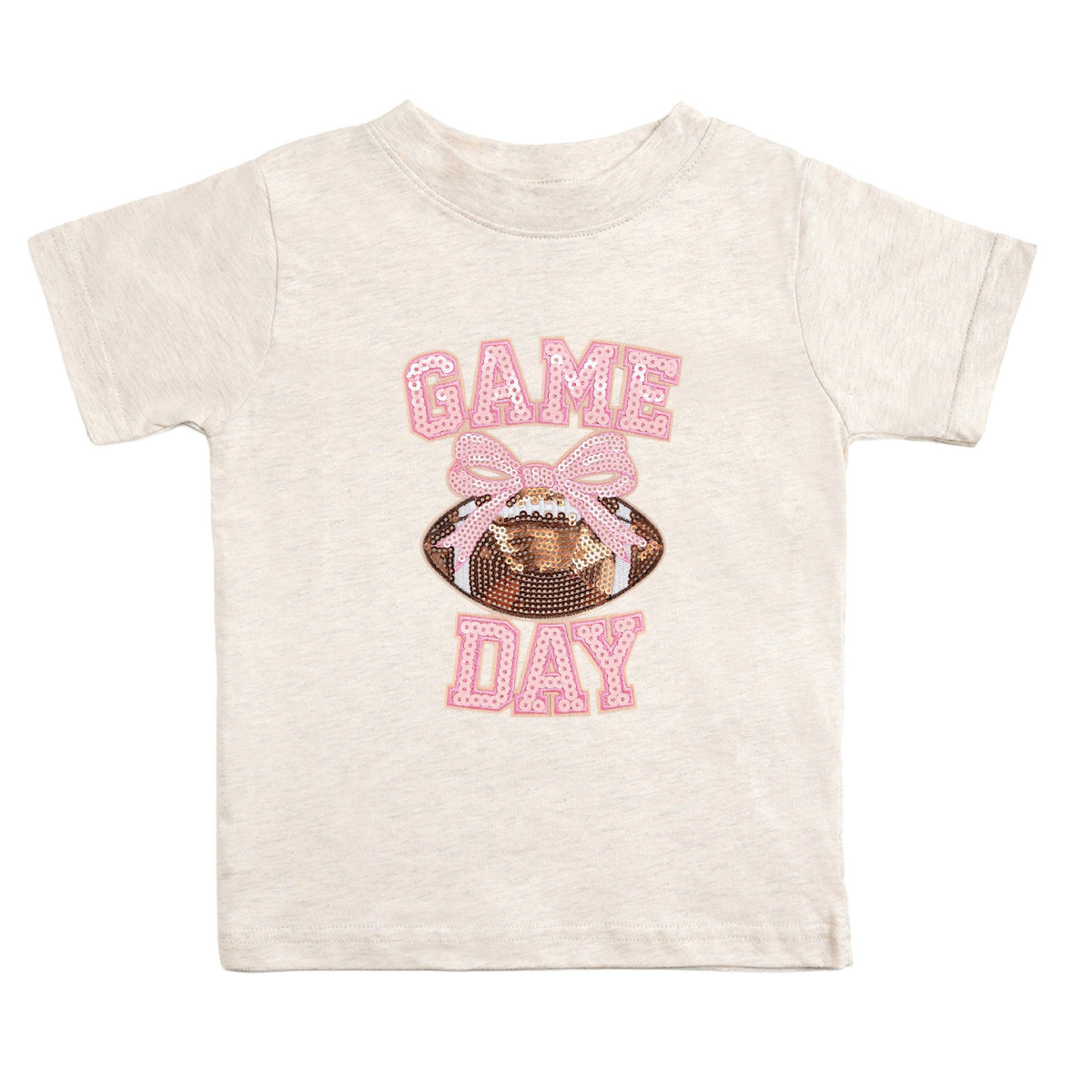 Game Day Sequin Patch Short Sleeve T-Shirt - Football