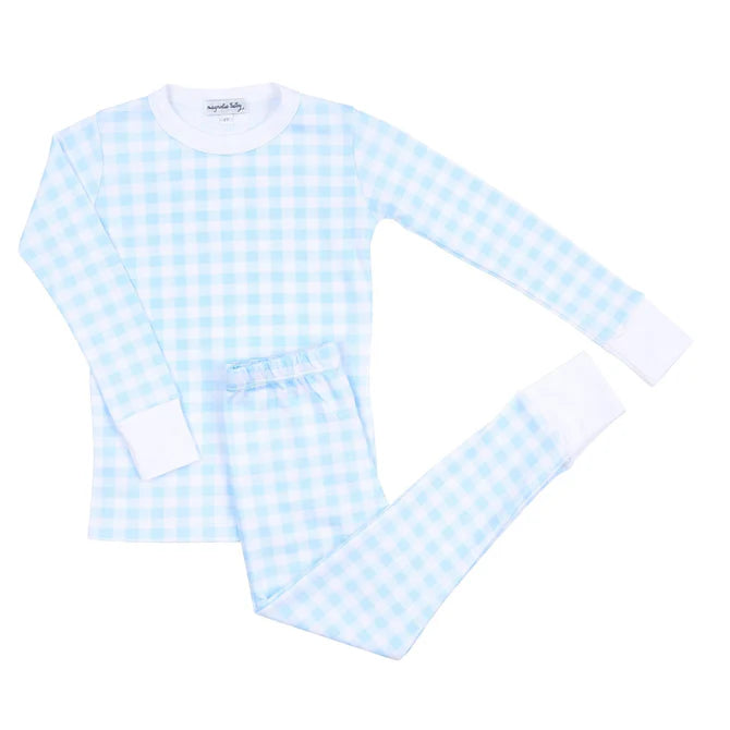 Magnolia Baby - Blue Baby Checks Long Pajamas