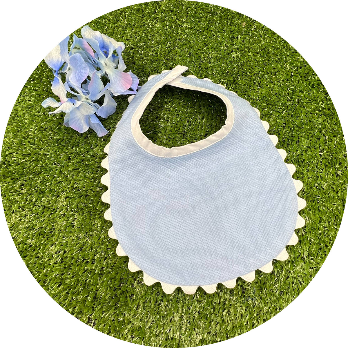 Blue Cotton Pique Infant Bib
