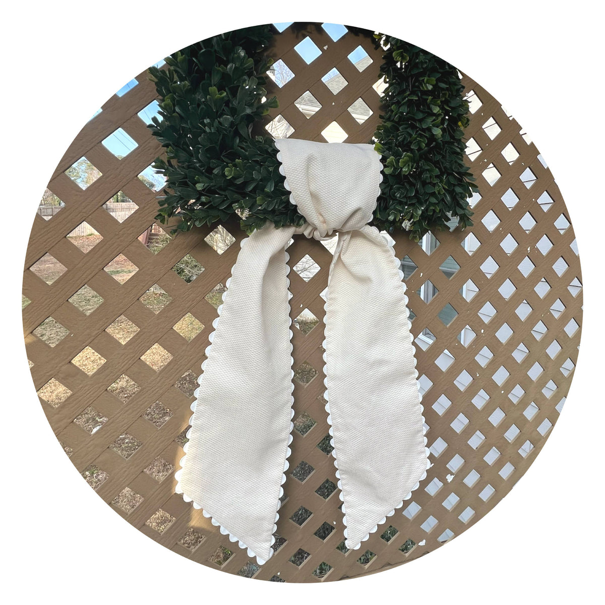 Vintage Ivory Cotton Pique Sash with Trim 